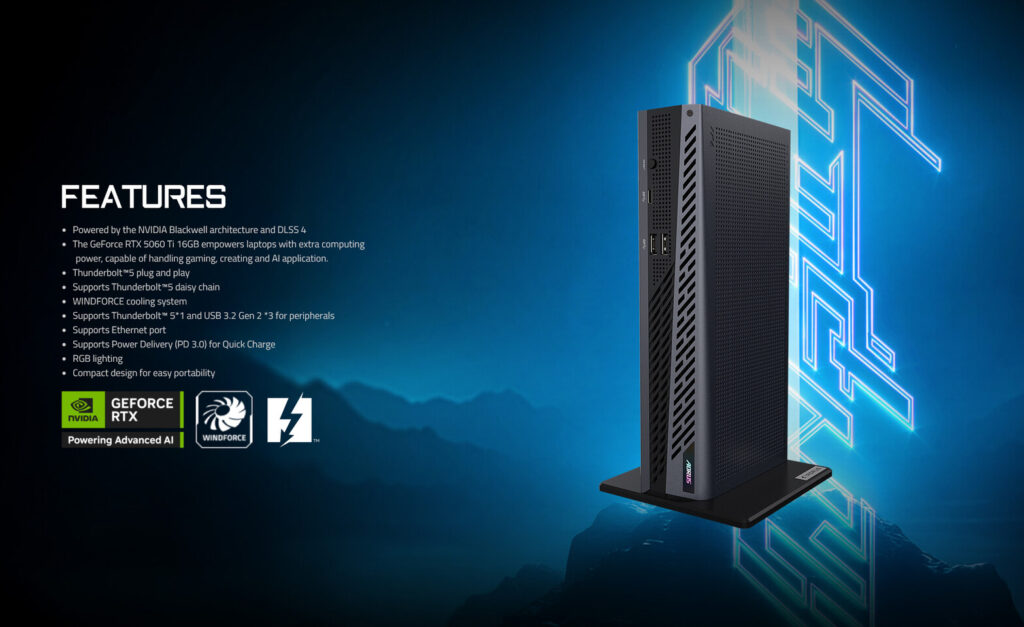 Gigabyte’s Aorus RTX 5060 Ti AI Box eGPU Packs Near-Desktop Power